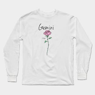 Gemini zodiac sign flower art Long Sleeve T-Shirt